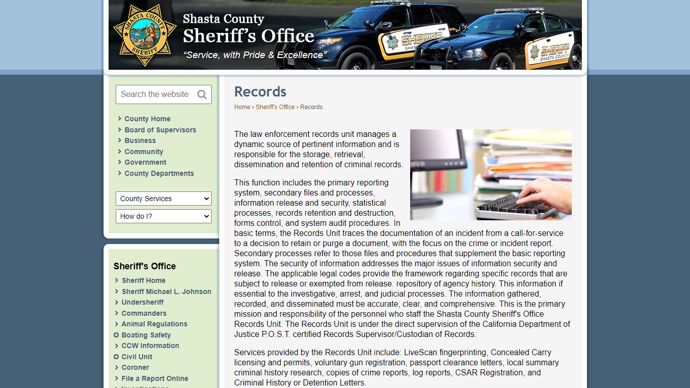Shasta County Sheriff - Records